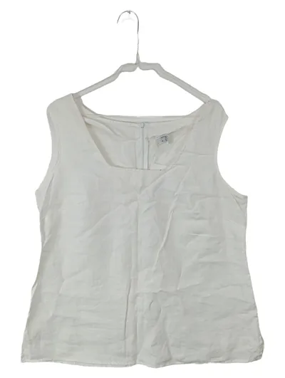 Emilia Lay Damen Leinen Top Gr. 42/XL Weiß Ärmellos Basic