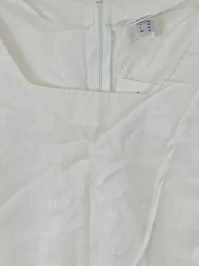 Emilia Lay Damen Leinen Top Gr. 42/XL Weiß Ärmellos Basic
