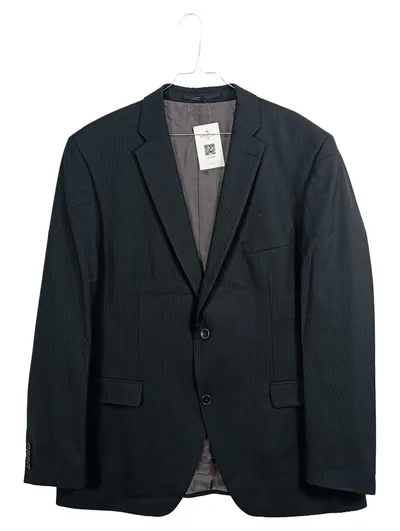 Roy Robson Sakko Herren Business Schurwolle Gestreift Schwarz Gr. 56 3XL