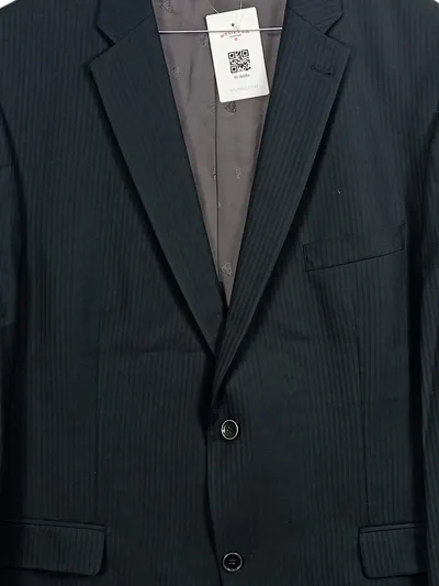 Roy Robson Sakko Herren Business Schurwolle Gestreift Schwarz Gr. 56 3XL