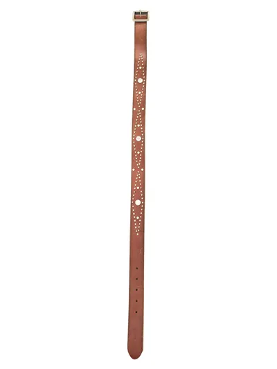 Street One Damen Ledergürtel Gr. 80 Braun Nieten Strass Echtleder