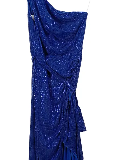 Grace Karin Damen Abendkleid Pailletten Maxikleid Blau Gr. M 38