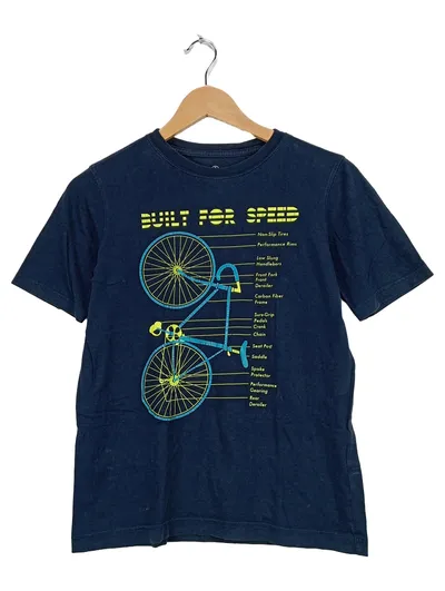 LANDS' END Kinder T-Shirt Fahrrad Grafik Blau Gr. 146/152 Baumwolle