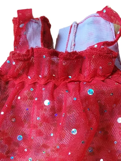 Götz Puppenkleidung Set Rot Glitzer Oberteil Blumenhose Puppenbekleidung