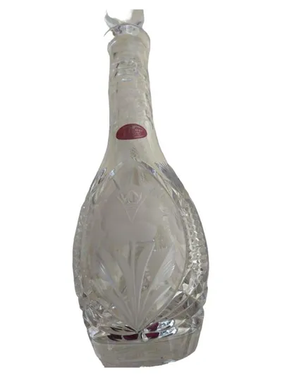 Schönborner Bleikristall Karaffe 24% Blei Schliff Blumenmotiv 35cm