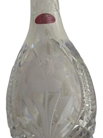 Schönborner Bleikristall Karaffe 24% Blei Schliff Blumenmotiv 35cm