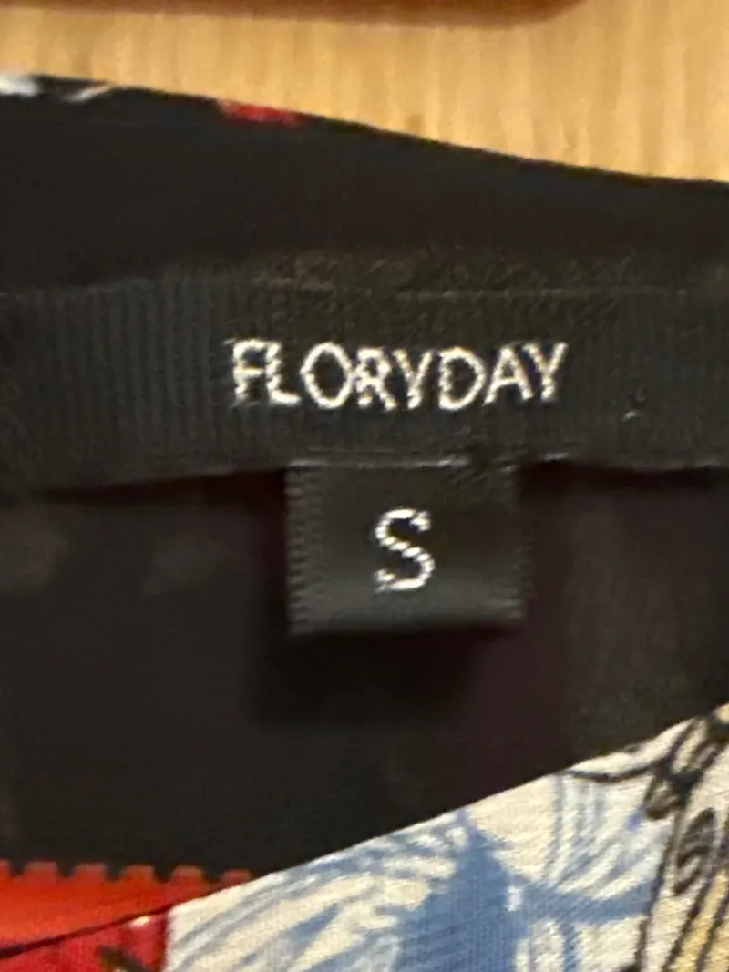 Floryday Damen A-Linien Kleid Blumenmuster Ärmellos Schwarz Gr. S 36 5