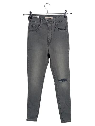 Levi's Mile High Super Skinny Jeans Damen High Waist Grau W26 Destroyed