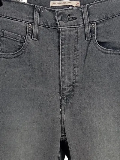 Levi's Mile High Super Skinny Jeans Damen High Waist Grau W26 Destroyed