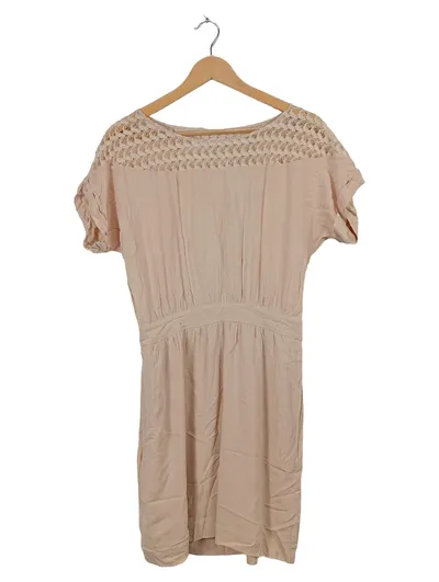 BCBGeneration Damen Kleid Gr. M Beige Häkelspitze Kurzarm Freizeitkleid