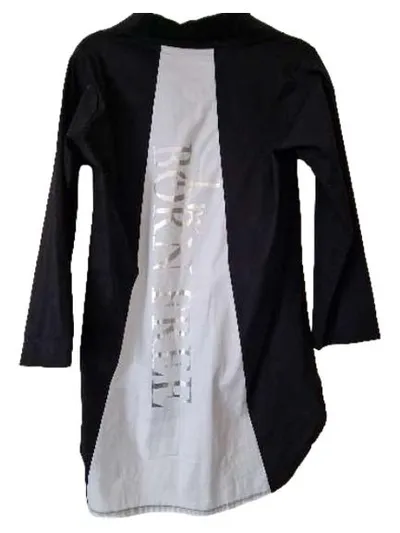 Restart Damen Hemdbluse Oversize Asymmetrisch Schwarz Weiß Gr. 42/XL