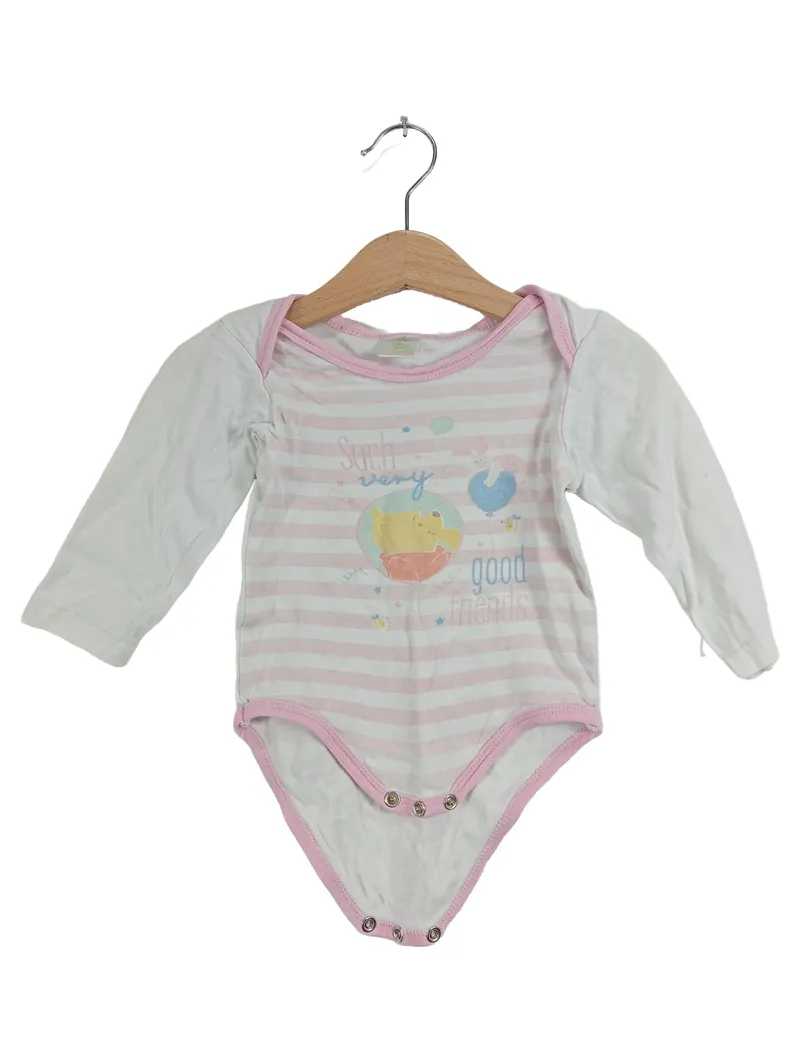 Disney Baby Langarm-Body Winnie Pooh Gr. 74/80 Rosa Gestreift 1