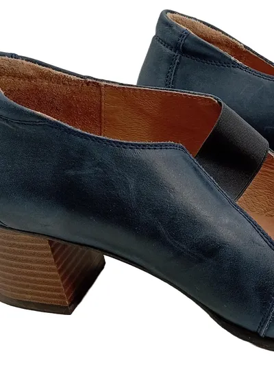 Avena Damen Mary Jane Pumps Leder Blau Gr. 40 Blockabsatz Klassisch