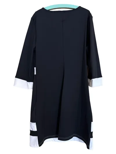 JustFashionNow Damen Businesskleid Schwarz Weiß Gr. S Elegant 3/4-Arm