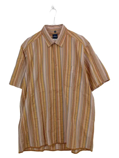 Engbers Herren Kurzarm Hemd Gr. XL gestreift Orange Casual Baumwolle
