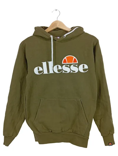 ellesse Damen Kapuzenpullover Hoodie Oliv Gr. 34/XS Logo-Print Freizeit