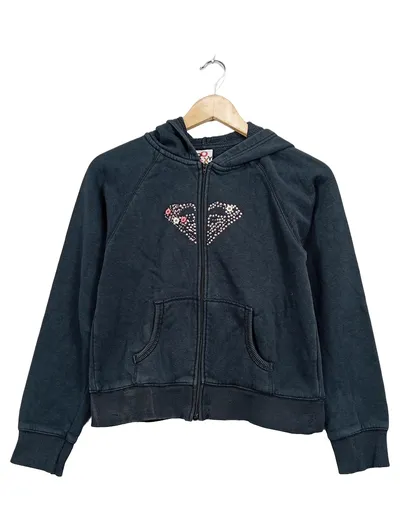 ROXY Mädchen Kapuzenpullover Hoodie Strass-Logo Gr. 152/158 Grau