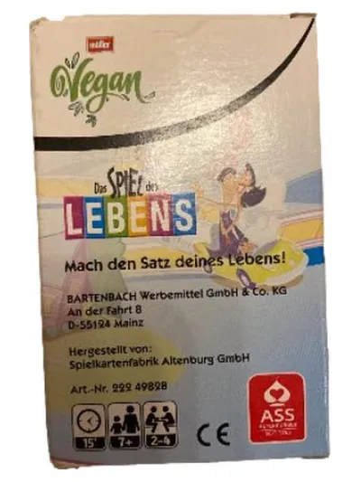 Hasbro Gaming Spiel des Lebens Kartenspiel Vegan Edition Familienspiel