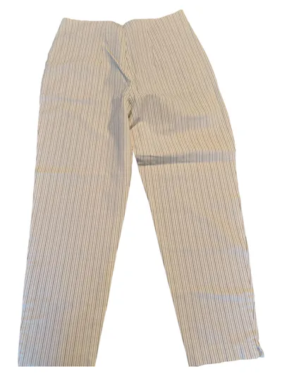 Vanilia Damen Stoffhose Klassisch Gestreift Beige W33/42/XL Business Baumwolle
