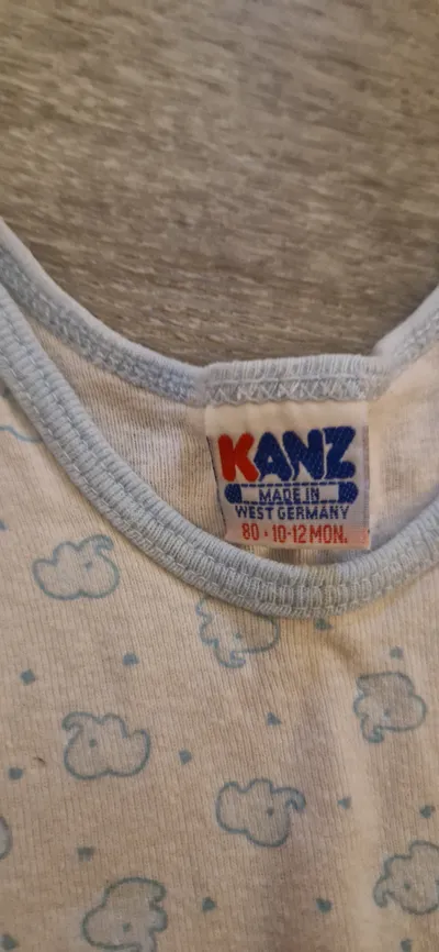 Kanz Baby T-Shirt Gr. 80 Weiß Wolkenmuster Kurzarm Made in West Germany