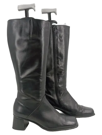 Gabor Lady Damen Leder Stiefel Schwarz Gr. 39 Blockabsatz Klassisch