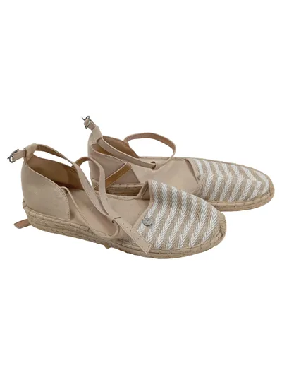 Esprit Damen Espadrilles Gr. 40 Beige Weiß Knöchelriemen Bast Sommer
