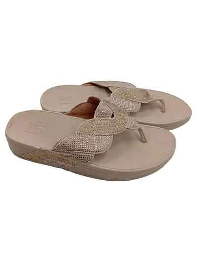 FitFlop Zehentrenner Damen Beige Strass Glamour Gr. 39