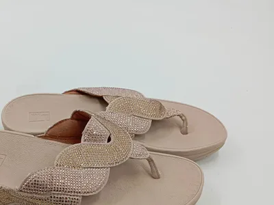 FitFlop Zehentrenner Damen Beige Strass Glamour Gr. 39