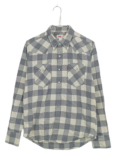 Levi's Herren Trachtenhemd Kariert Grau Western Baumwolle Langarm Gr. S