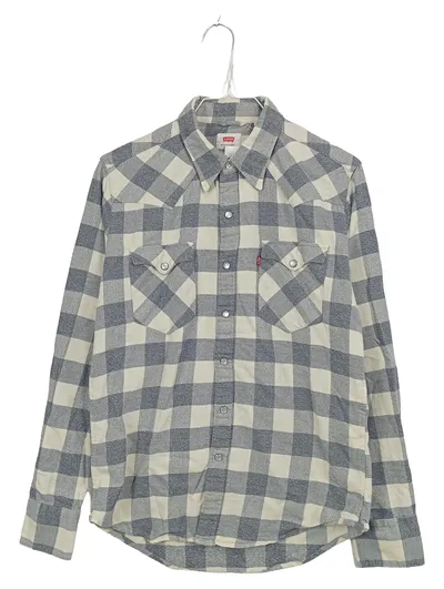Levi's Herren Trachtenhemd Kariert Grau Western Baumwolle Langarm Gr. S