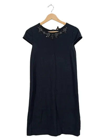 Massimo Dutti Kleid Damen XS Schwarz Perlenbesatz Festlich Elegant