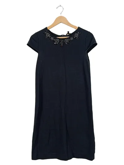 Massimo Dutti Kleid Damen XS Schwarz Perlenbesatz Festlich Elegant