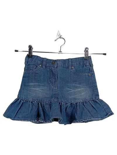 OKAY Jeansrock Mädchen Gr. 128 Blau Rüschen Denim Mini