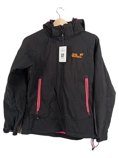 Jack Wolfskin Damen Outdoorjacke Softshell Gr. M schwarz pink Kapuze