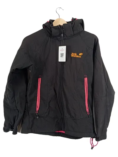 Jack Wolfskin Damen Outdoorjacke Softshell Gr. M schwarz pink Kapuze
