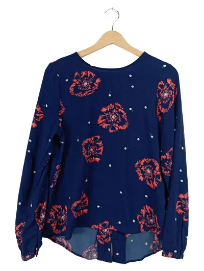 VERO MODA Damen Bluse Blumenmuster Mohn Blau Gr. M 38 Langarm