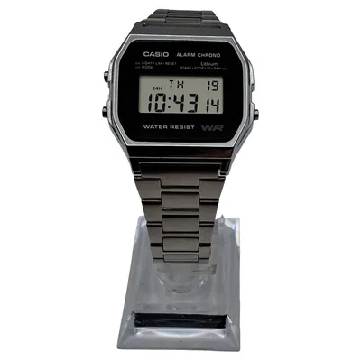 Casio A158W Herren Digitaluhr Edelstahl Retro Silber Alltag 22.5cm