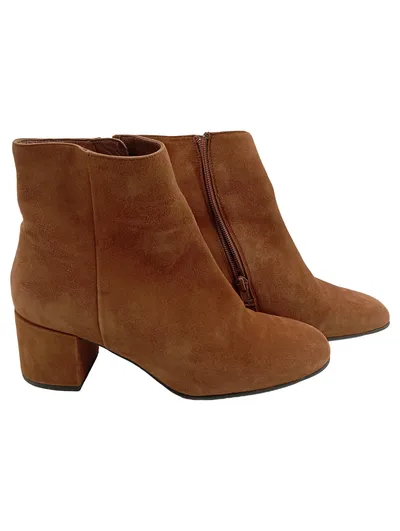 Högl Stiefeletten Damen Gr. 38,5 Wildleder Braun Blockabsatz