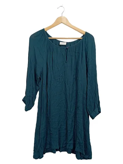 KAFFE Damen Bluse Tunika Gr. 36 S Petrol Viskose Casual 3/4-Arm