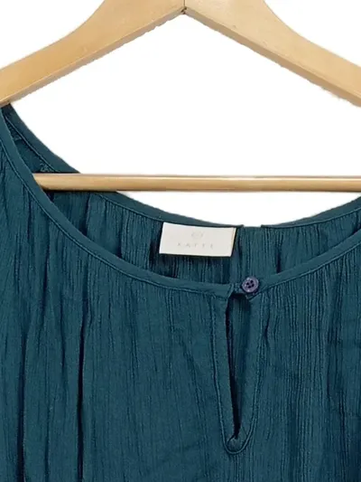 KAFFE Damen Bluse Tunika Gr. 36 S Petrol Viskose Casual 3/4-Arm