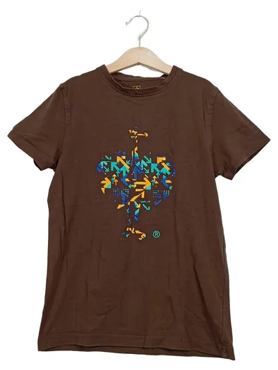 Engelbert Strauss T-Shirt Kinder Gr. 146/152 Braun Straußen-Print