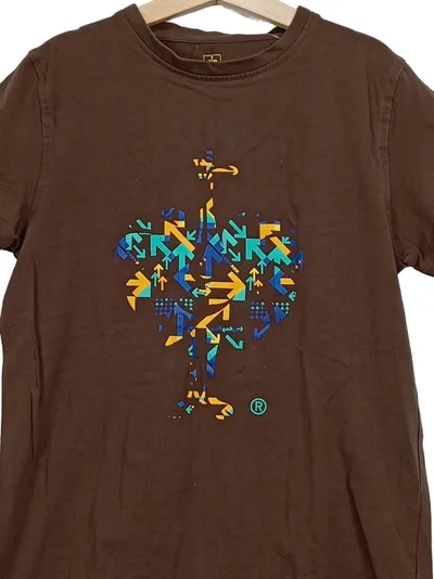 Engelbert Strauss T-Shirt Kinder Gr. 146/152 Braun Straußen-Print