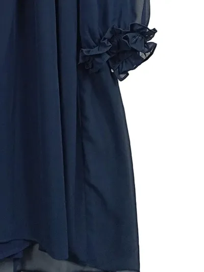 Pietro Brunelli Tunikakleid Gr. 40 L Festlich Blau Rüschen Midikleid Damen