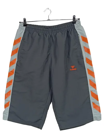 Hummel Sport Shorts Herren XXL Grau Orange Trainingshose kurz