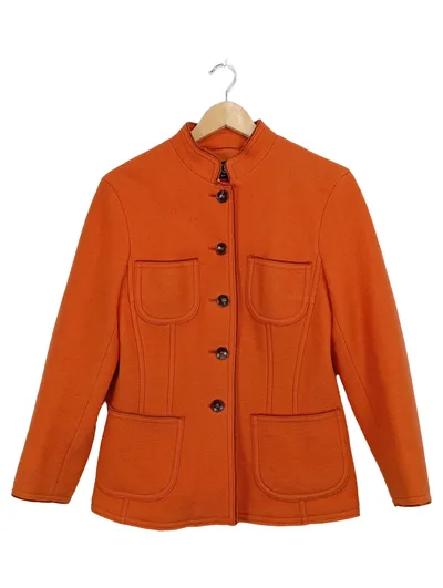 BOGNER Damen Wolljacke Orange Stehkragen Gr. 38 M Strickjacke