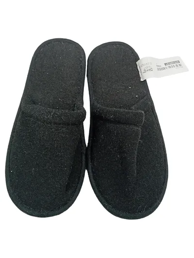 IKEA Damen Hausschuhe Gr. 36 Schwarz Textil Slip-On Hausschuh Pantoffel