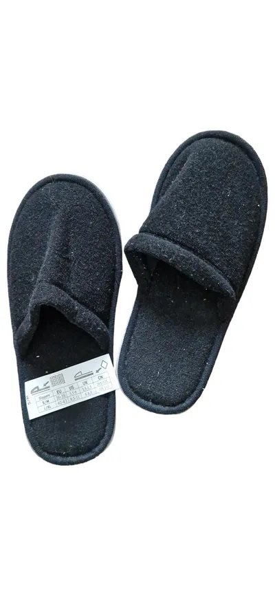IKEA Damen Hausschuhe Gr. 36 Schwarz Textil Slip-On Hausschuh Pantoffel
