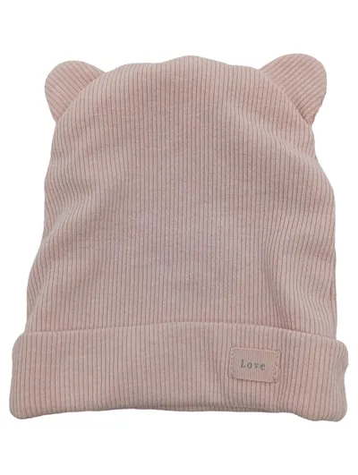 ZARA Baby Mütze mit Ohren Rosa Rippstrick Gr. 28 1-6 Monate