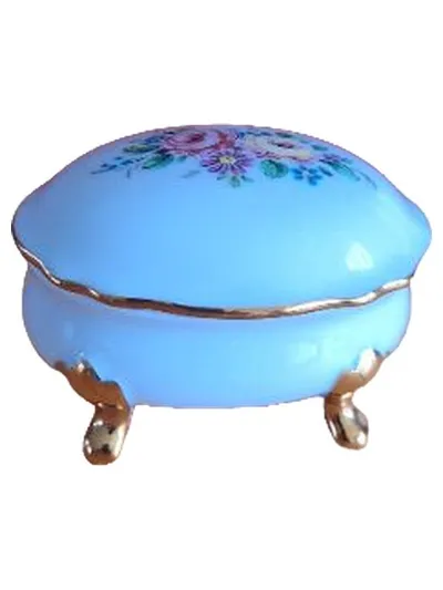 Kleiber Porzellan Schmuckschatulle Dose 22 Karat Gold Blumen Bavaria Handarbeit