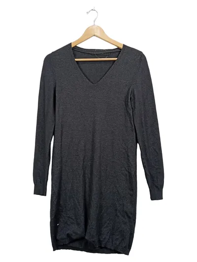 Vero Moda Strickkleid Damen Gr. S Grau V-Ausschnitt Langarm Basic